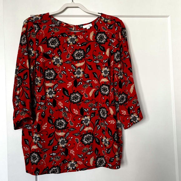 J. Jill Tops - J. Jill Red Floral Tunic